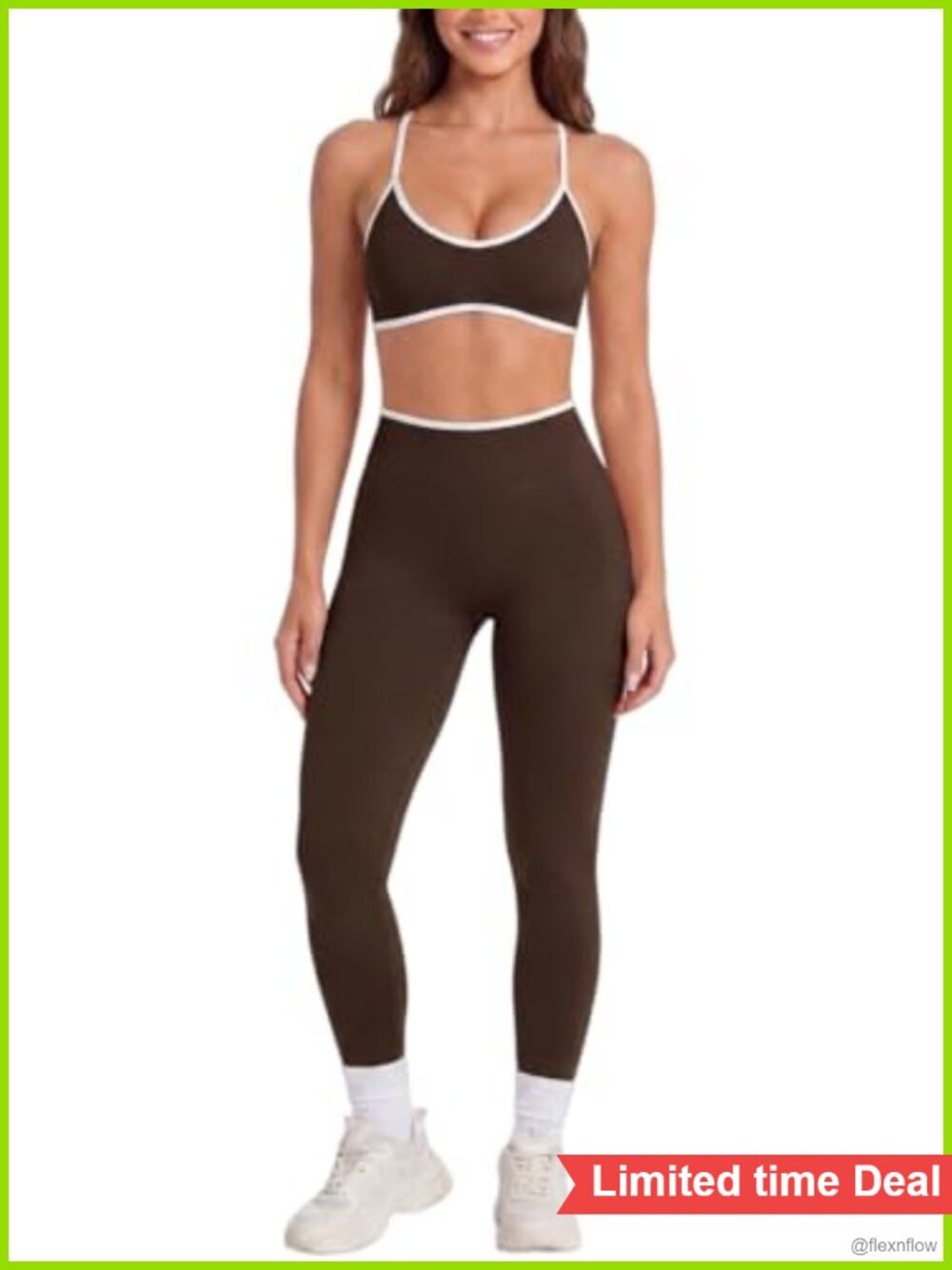 Seamless Two Piece Workout Set Sports Bra Tummy Control Leggings Gym Yoga